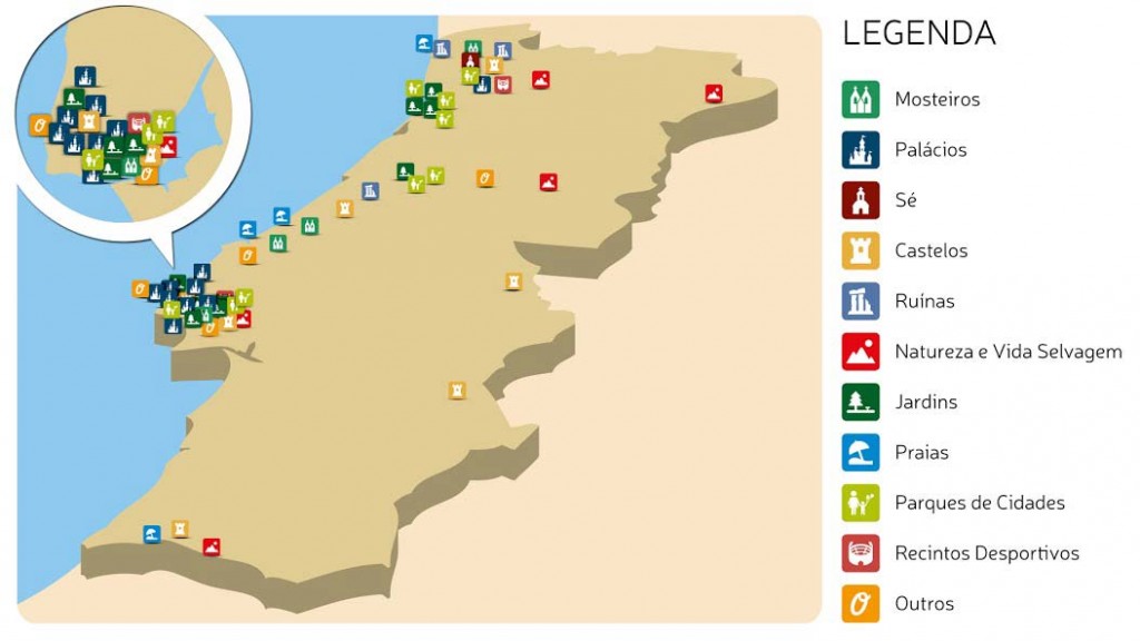 Google e as maravilhas de Portugal. Mapa infográfico